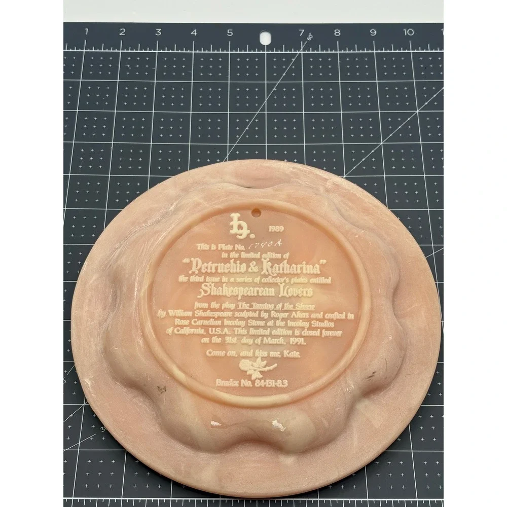 Incolay Studios Shakespearean Lovers Plate Set of 4 Rose Carnelian Roger Akers
